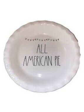 RAE DUNN Artisan Collection Patriotic Baking Dish / Plate "ALL AMERICAN PIE"